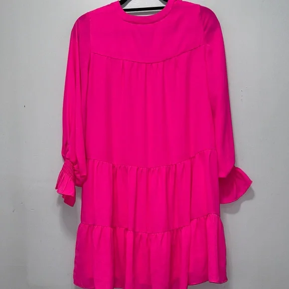 CeCe Hot Pink Long balloon Sleeve Dress - Picture 10 of 10